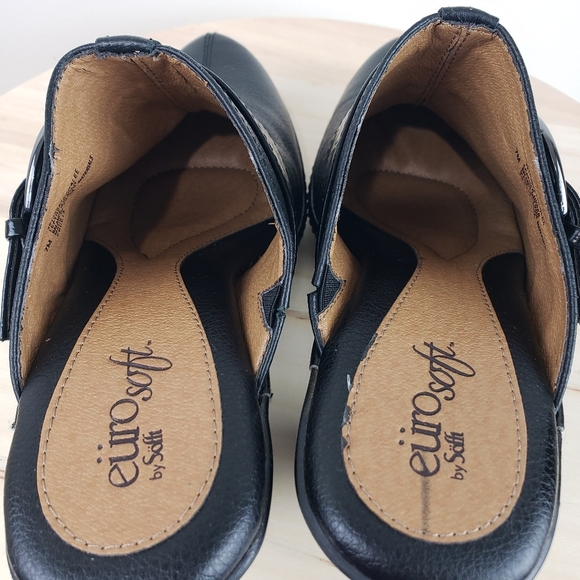 Euro Soft by Sofft Caralee Black Leather Heeled Mule Clogs Size 7M Comfort - Picture 10 of 16